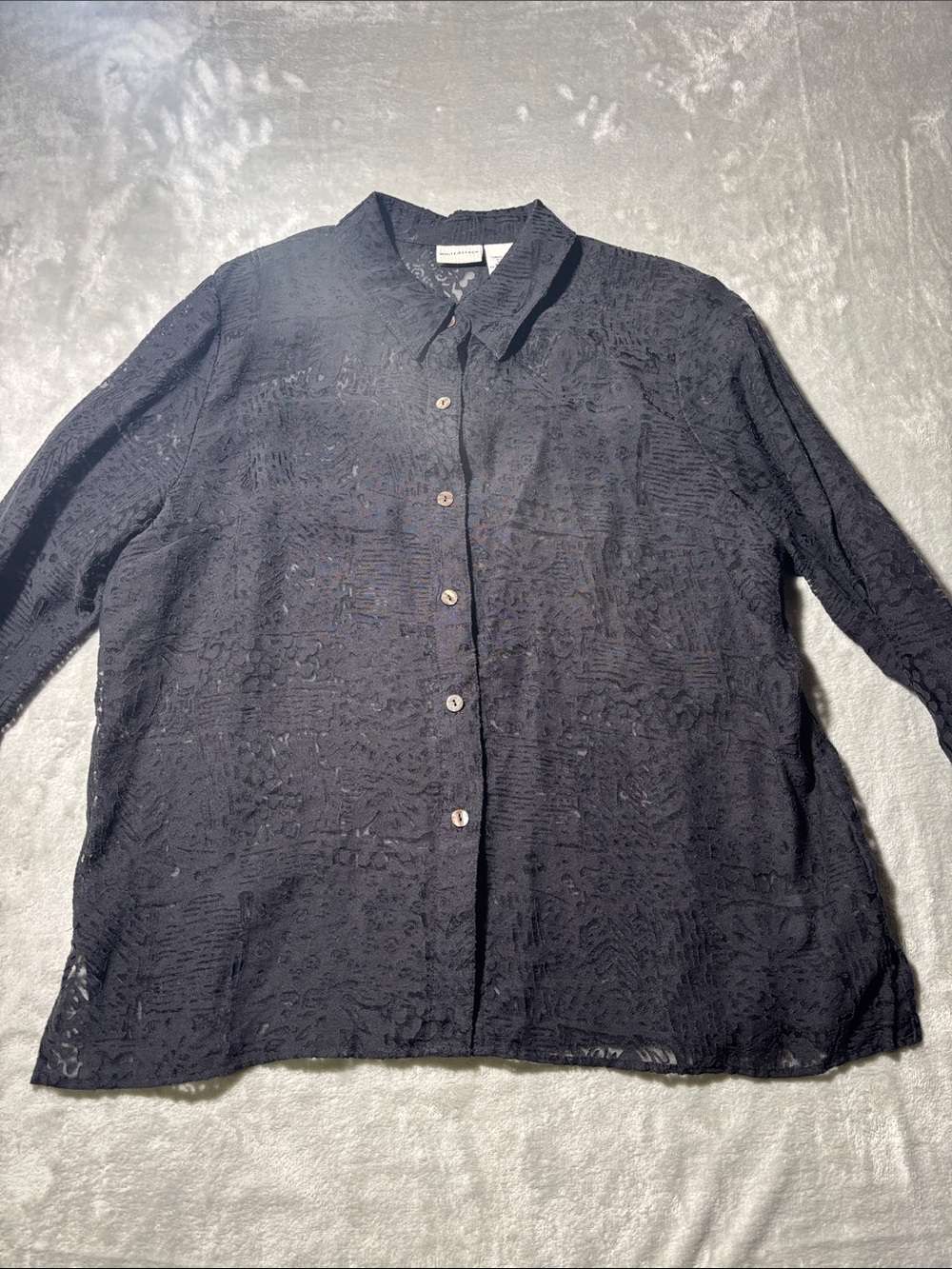 White Stag Black Textured Button-Down Shirt